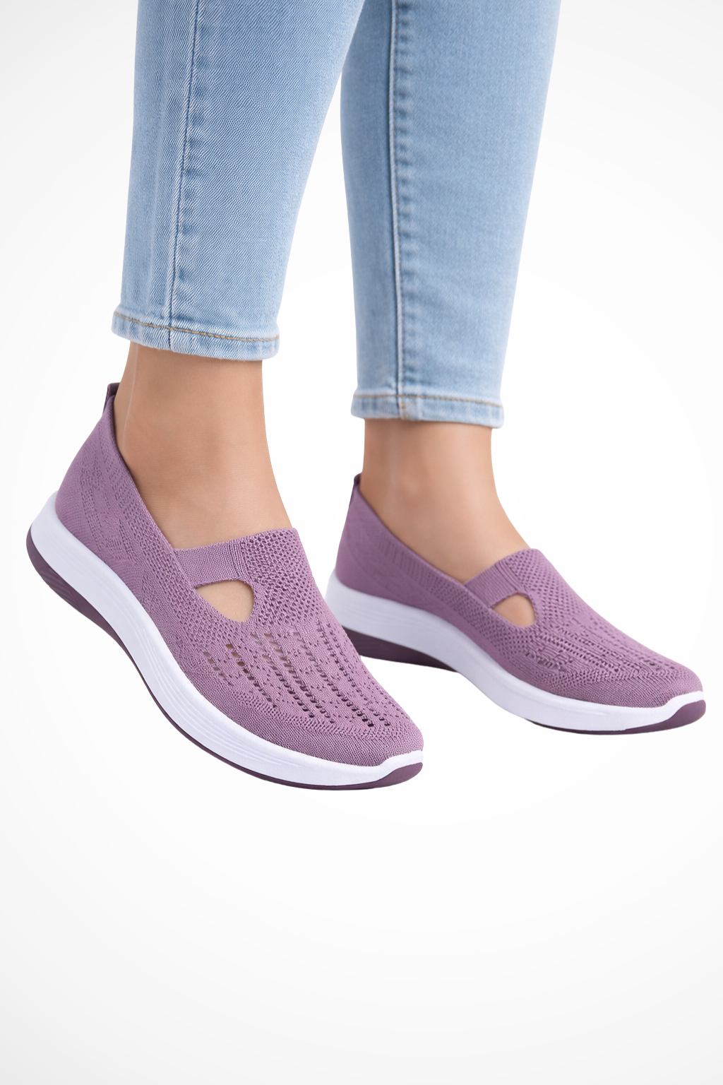 Luneth | Effortless Knit Cutout Slip-On Sneakers