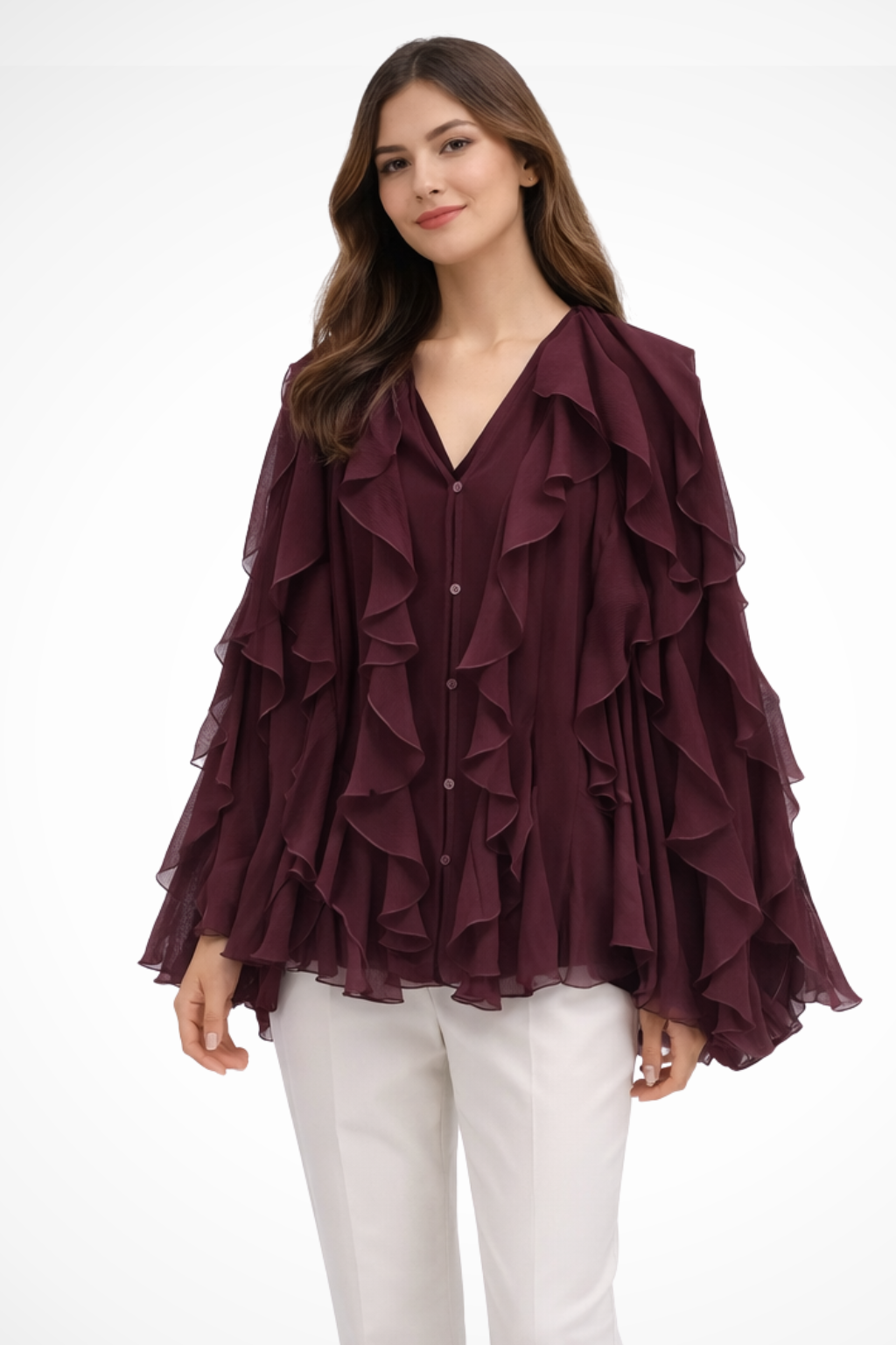 Isadora | Romantic Layered Ruffle V-Neck Blouse