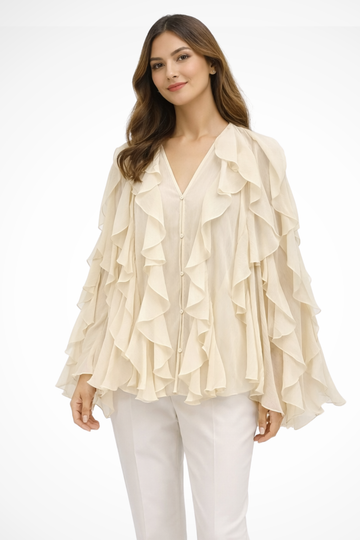 Isadora | Romantic Layered Ruffle V-Neck Blouse