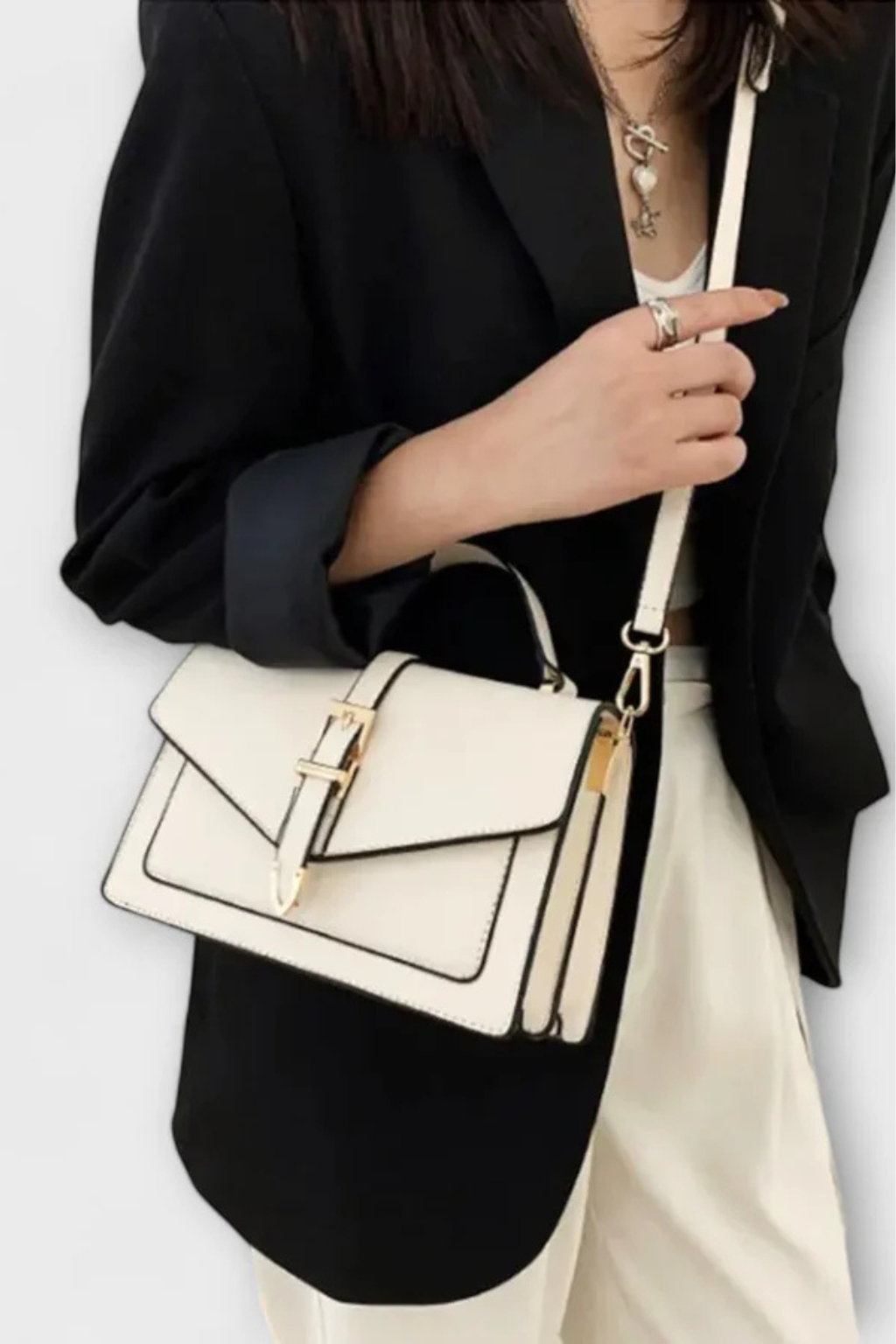Rowella | Elegant Structured Flap Buckle Cross Body Bag