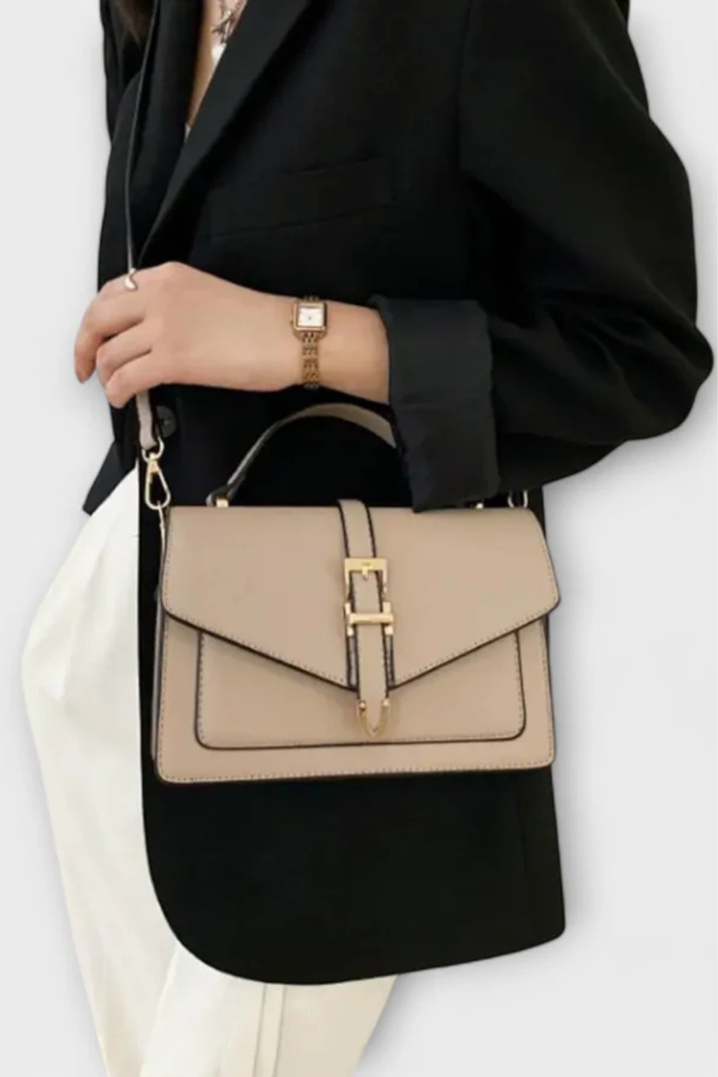Rowella | Elegant Structured Flap Buckle Cross Body Bag