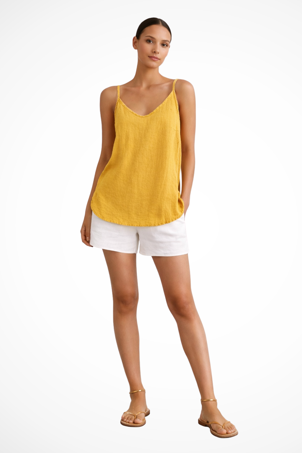Adrielle | Effortless Linen Spaghetti Strap Tank Top