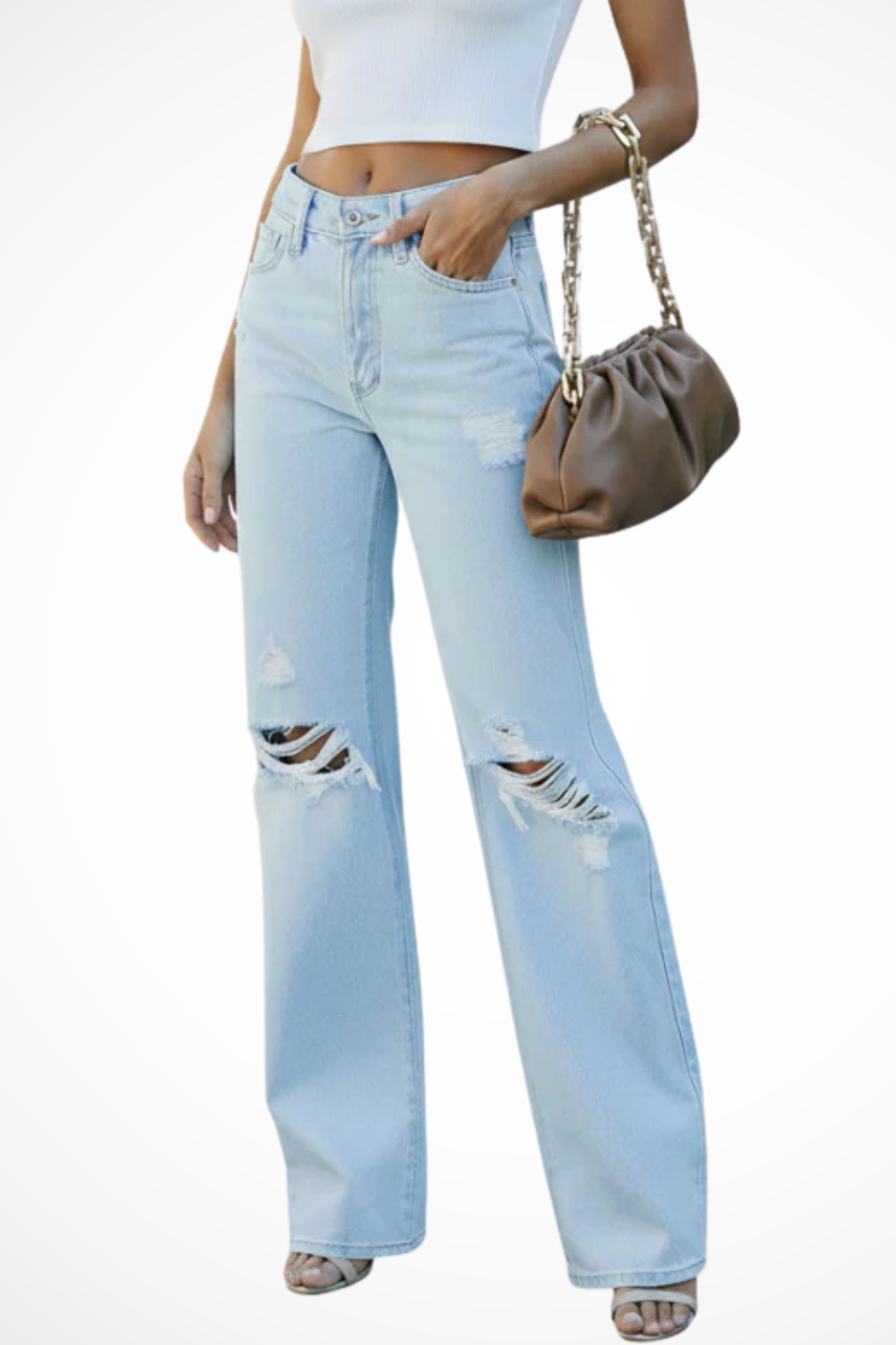 Ophelia | Effortless Distressed Wide Leg Jeans