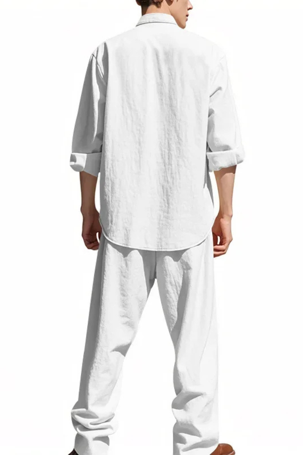 Gareth | Men's Relaxed Linen Grandad Collar Two Piece Set
