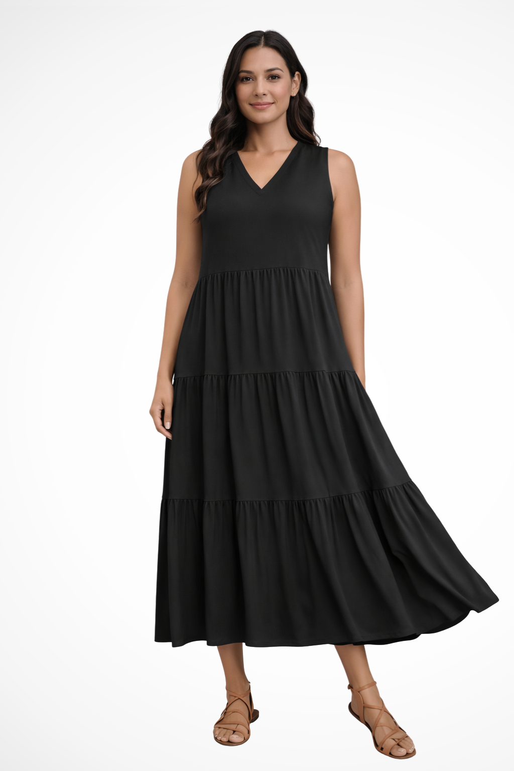 Ophelia | Elegant Tiered V-Neck Maxi Dress