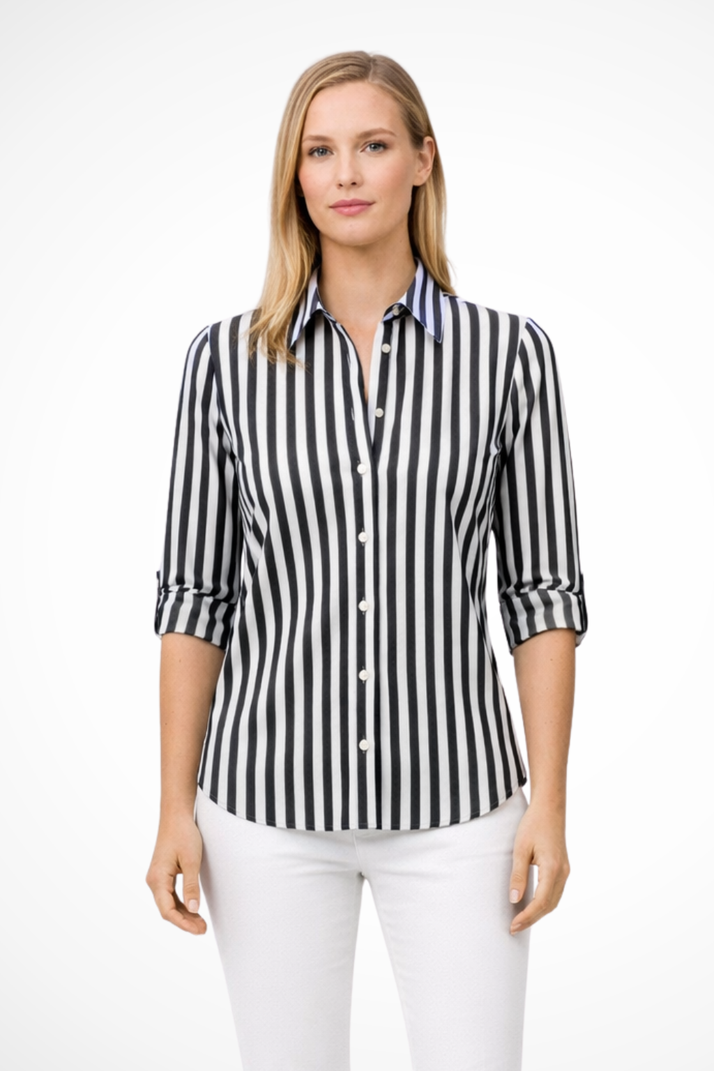 Evangeline | Classic Striped Button Down Shirt