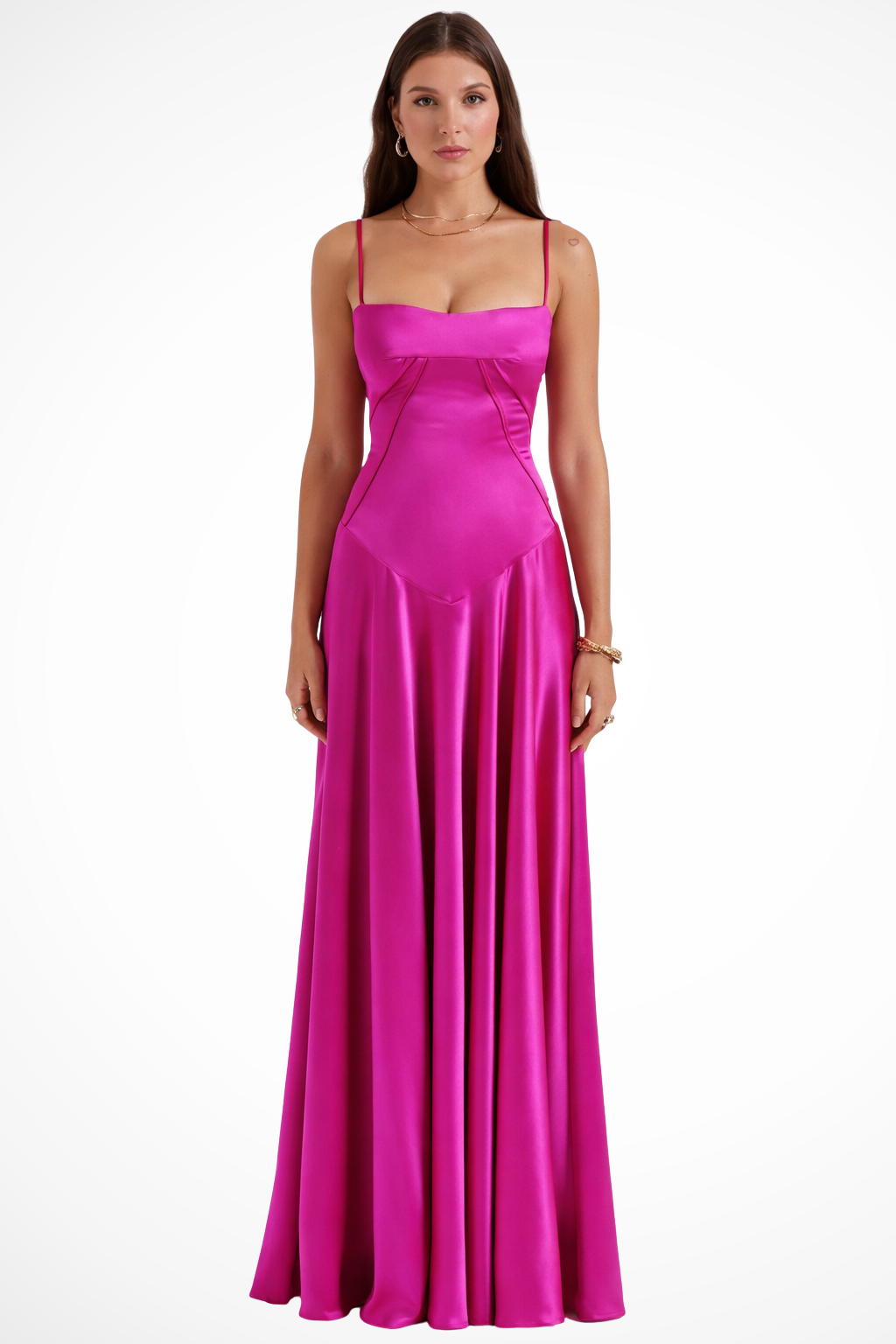 Celeste | Elegant Satin Corset Lace-Up Maxi Dress