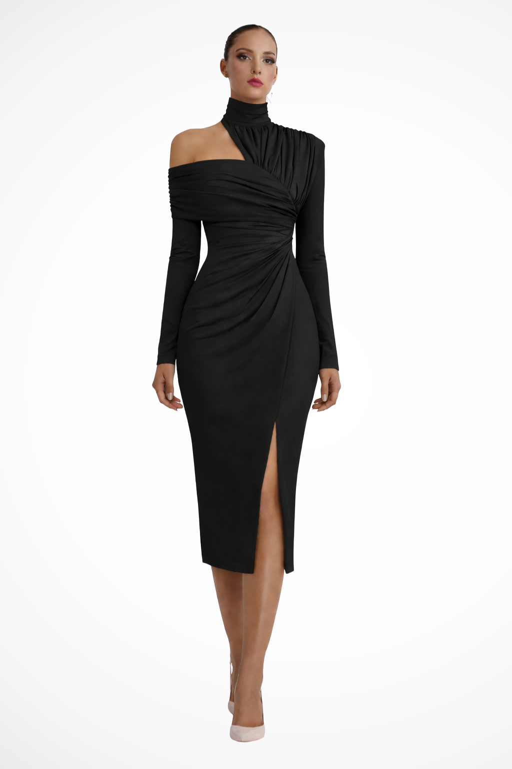 Aurelia | Elegant Asymmetric Draped Midi Dress