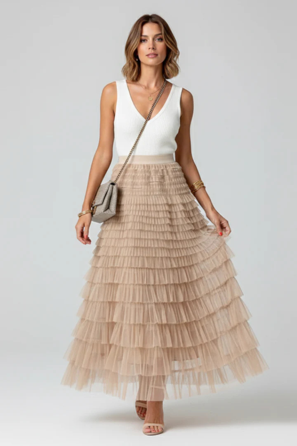 Evangeline | Romantic Tiered Tulle Maxi Skirt