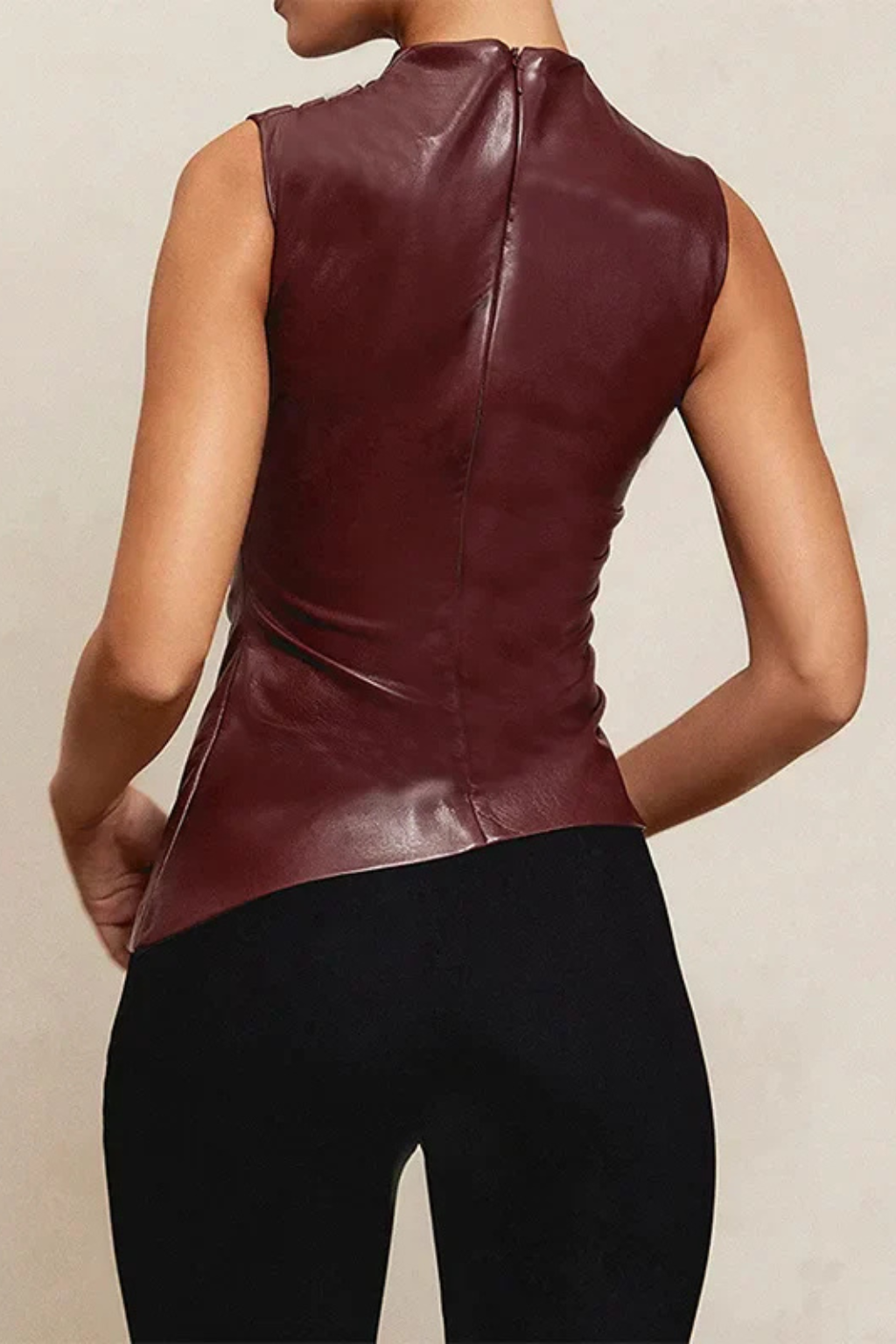 Seraphina | Sophisticated Faux Leather Mock Neck Top