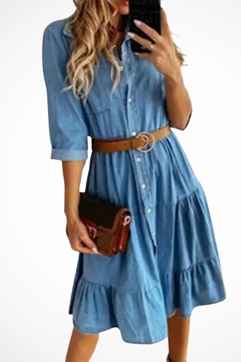 Claribel | Elegant Tiered Denim Midi Dress