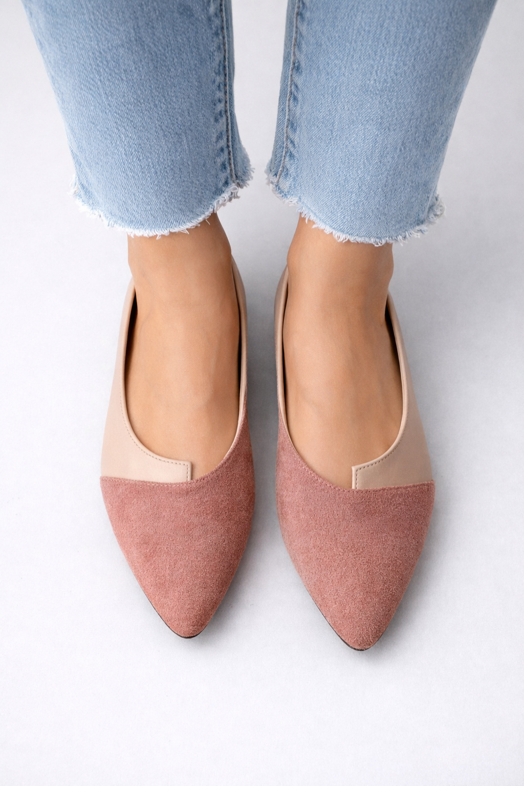 Seraphina | Elegant Pointed Toe Mixed Texture Flats