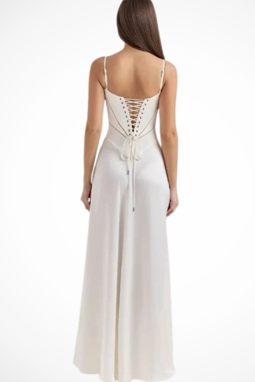 Celeste | Elegant Satin Corset Lace-Up Maxi Dress