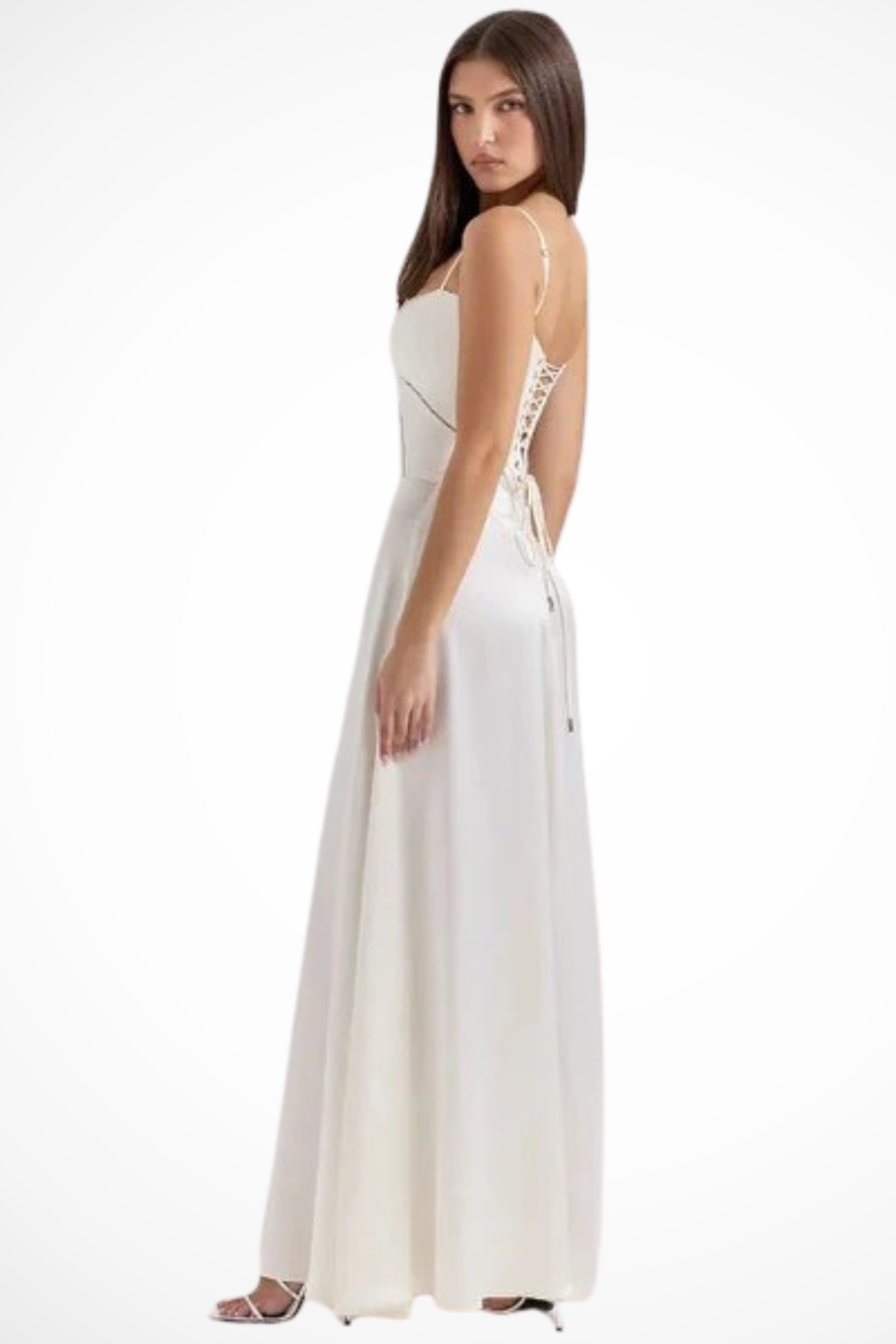 Celeste | Elegant Satin Corset Lace-Up Maxi Dress
