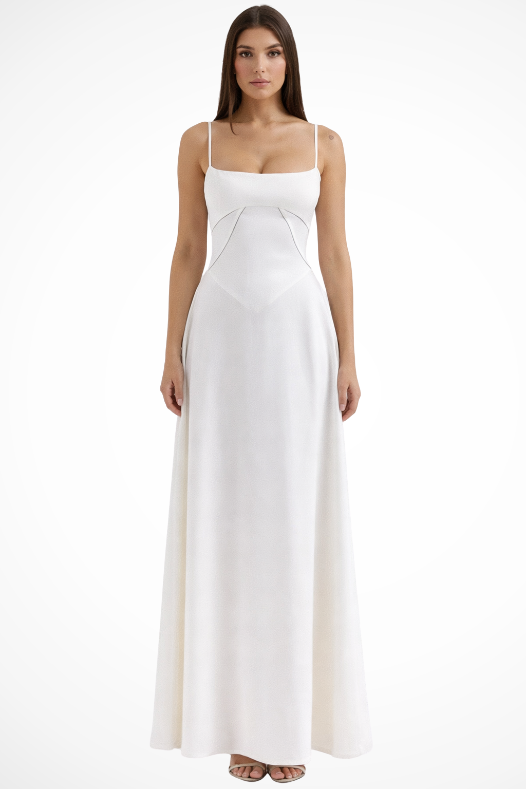 Celeste | Elegant Satin Corset Lace-Up Maxi Dress