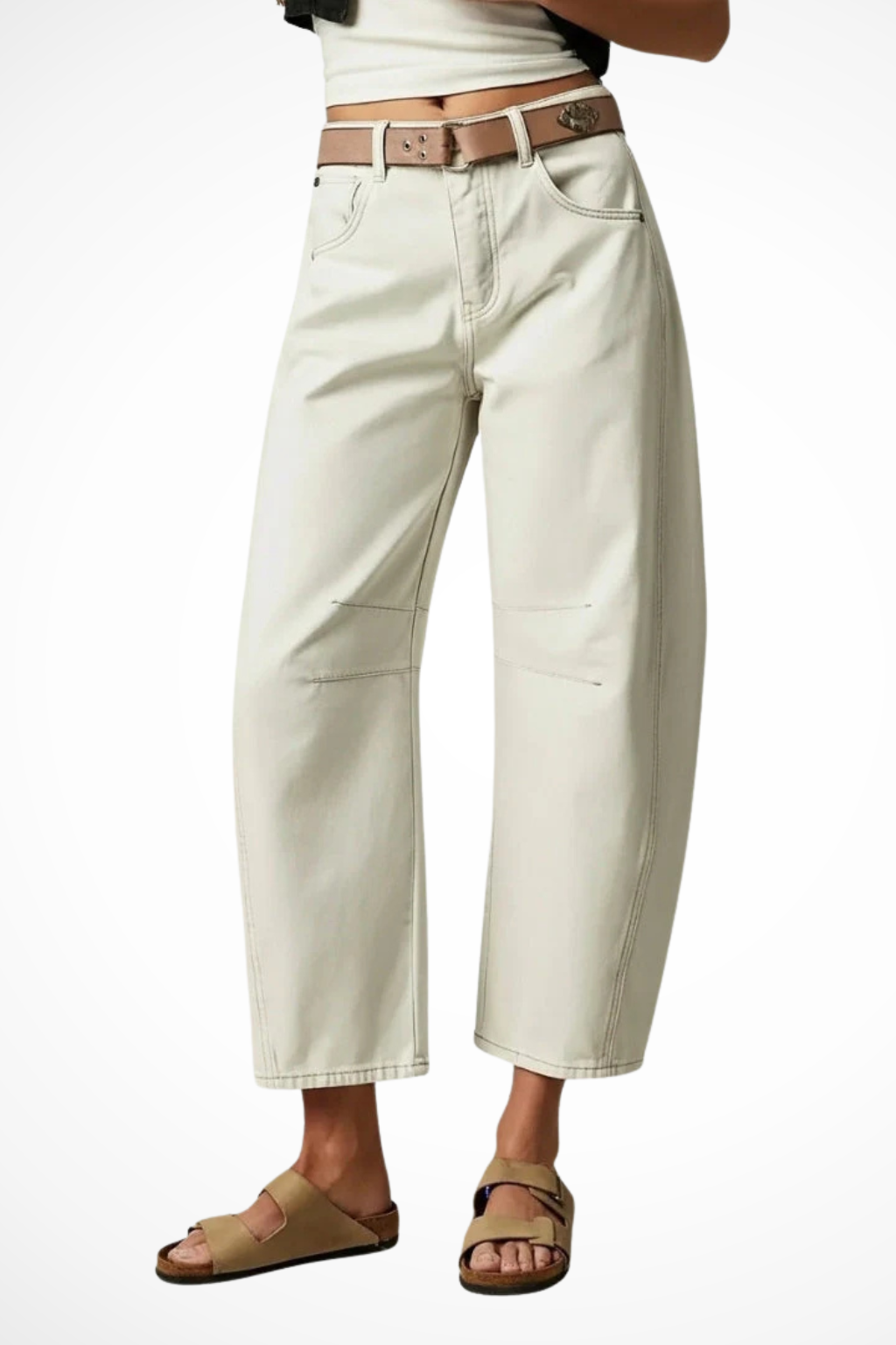 Isabelle | Elegant Wide Leg Seam Detail Denim Jeans