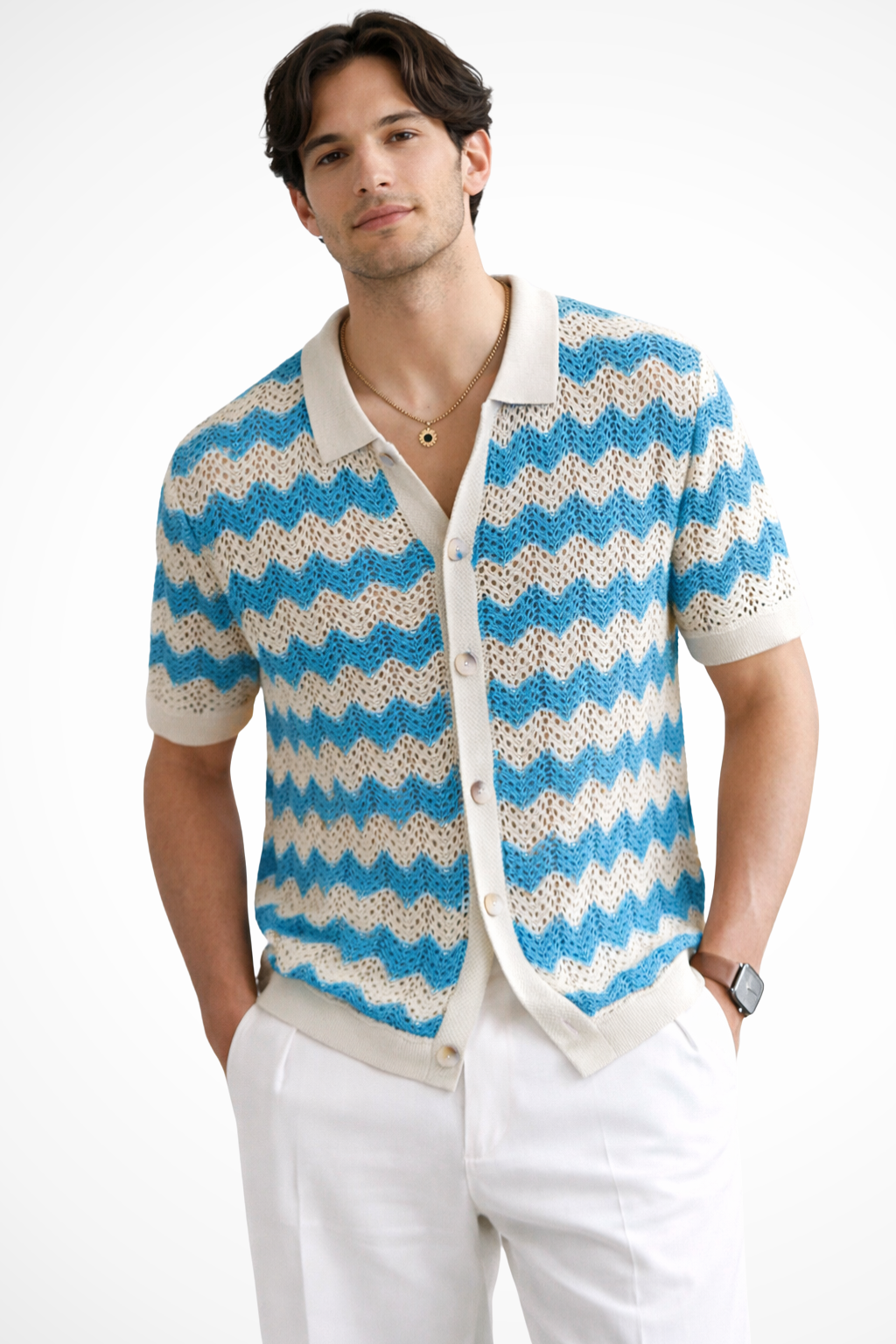 Maxwell | Men's Classic Crochet Zigzag Polo