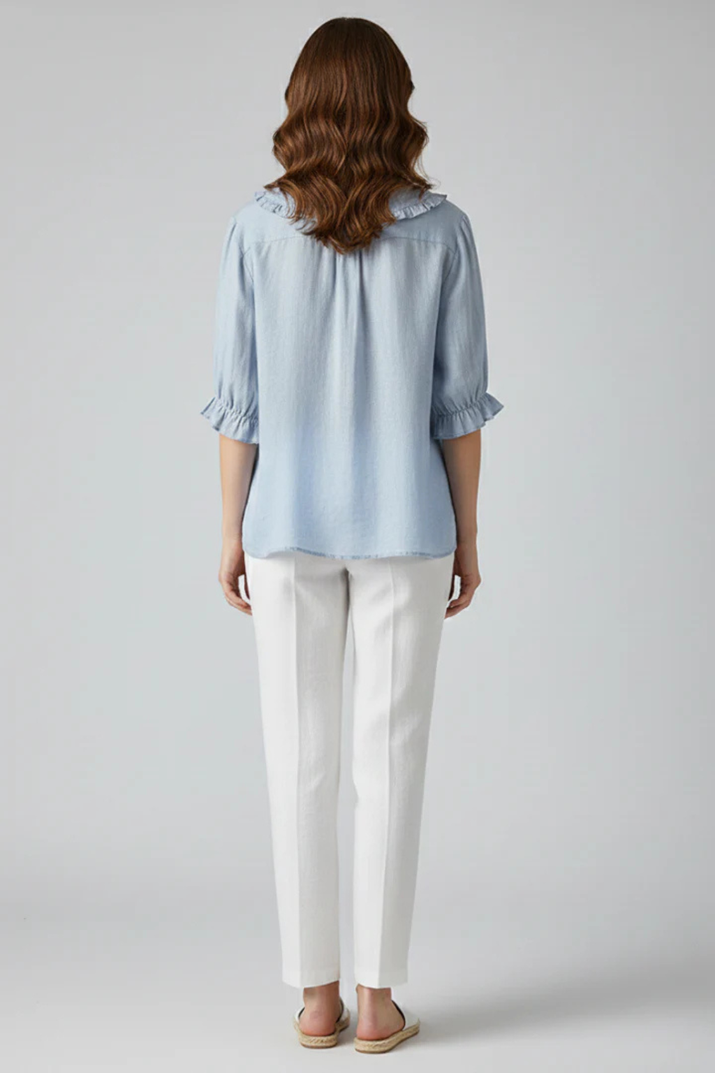 Claribel | Romantic Ruffle Collar Button Down Blouse