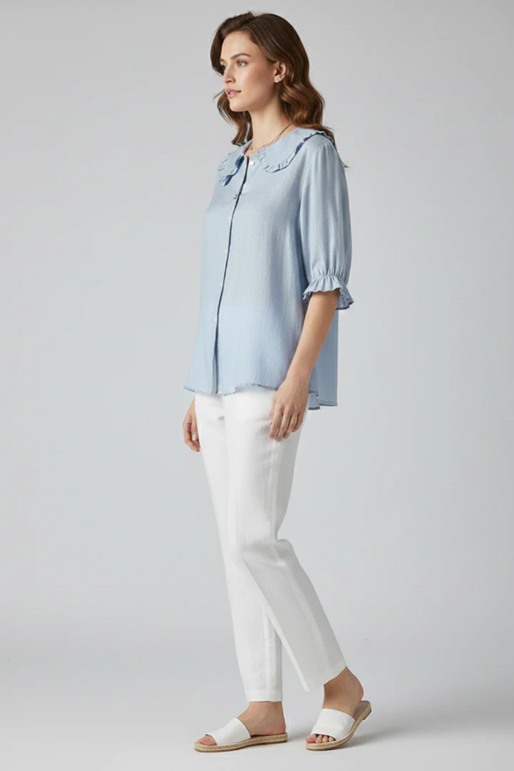 Claribel | Romantic Ruffle Collar Button Down Blouse
