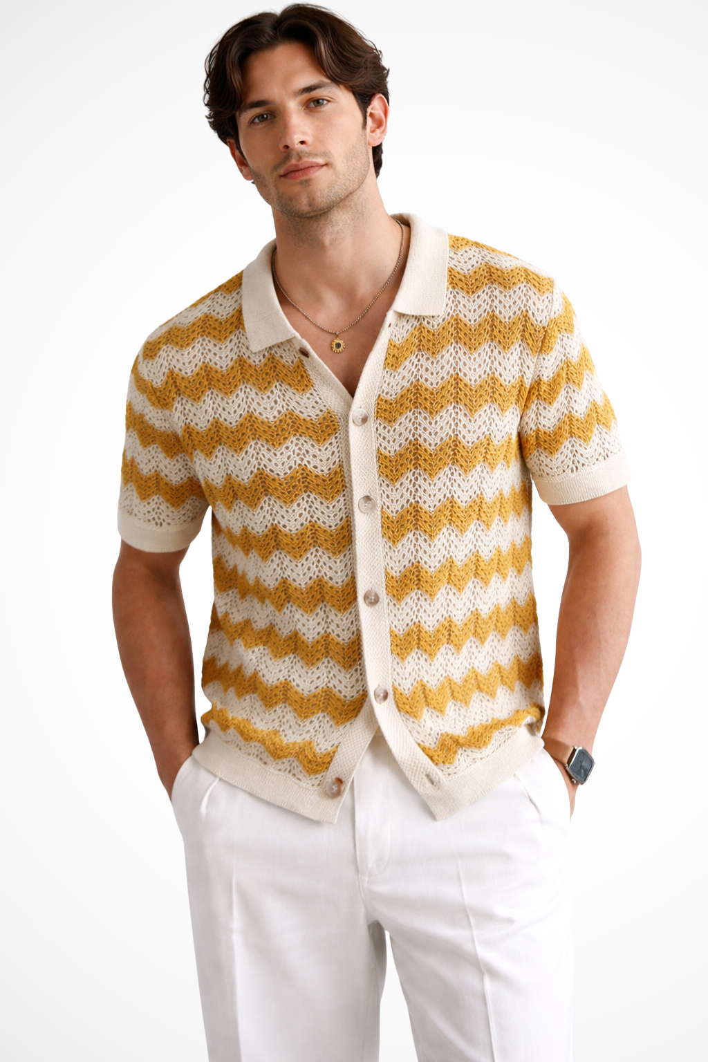 Maxwell | Men's Classic Crochet Zigzag Polo