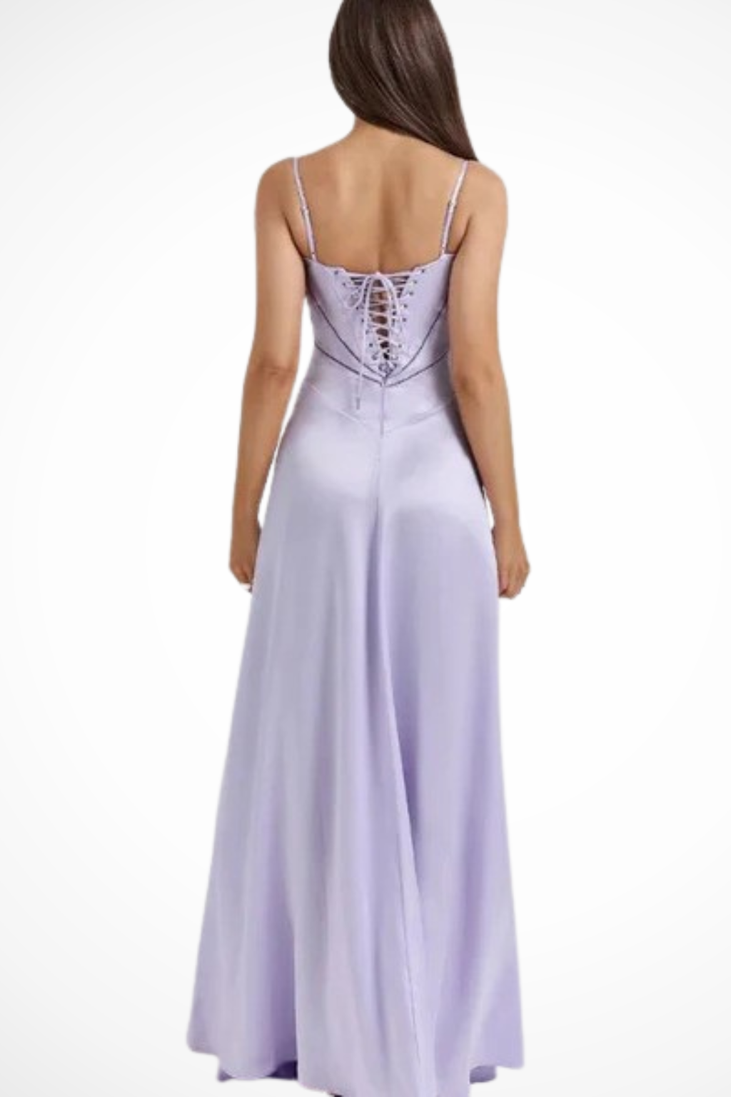 Celeste | Elegant Satin Corset Lace-Up Maxi Dress