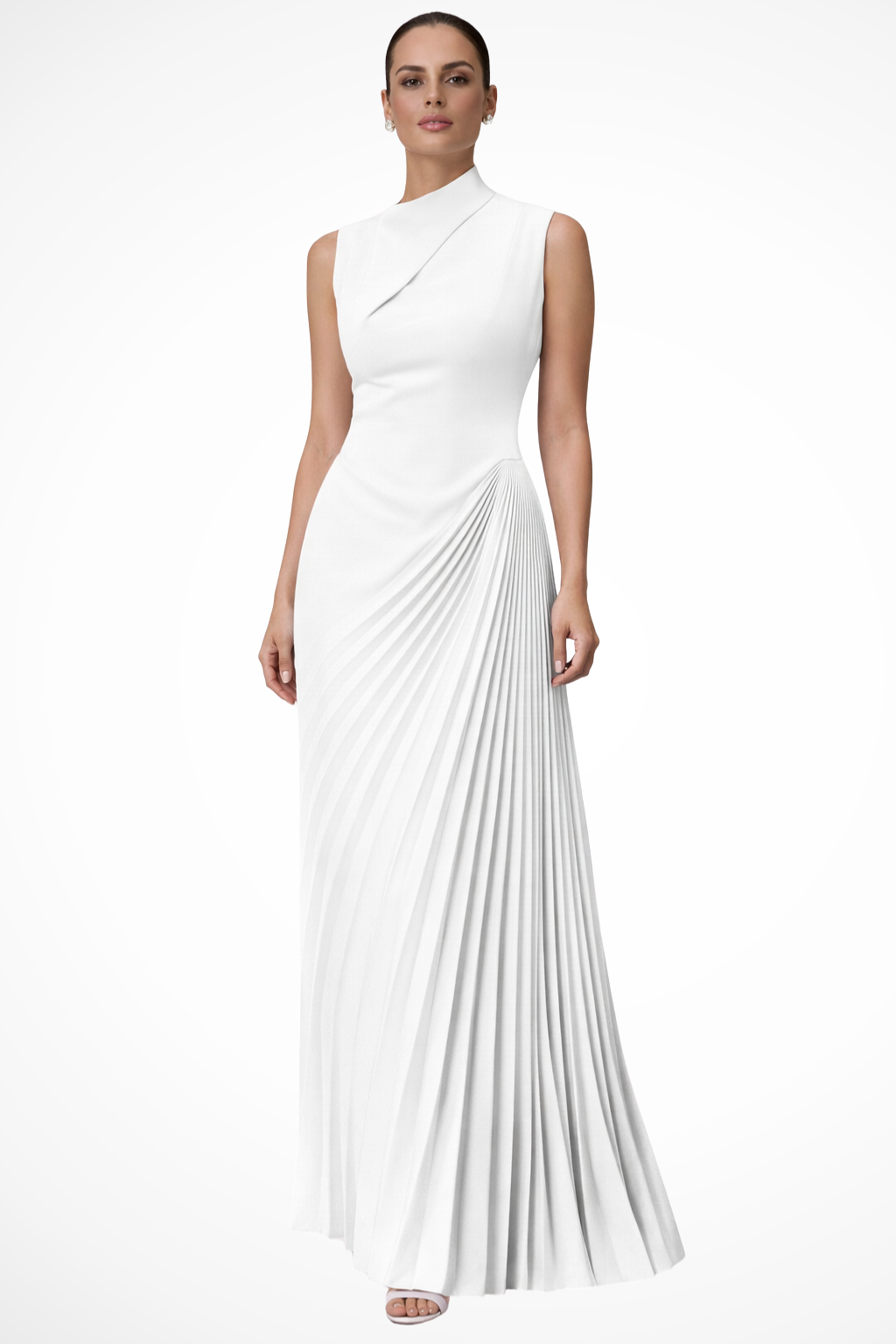 Adrielle | Elegant One Shoulder Pleated Maxi Dress