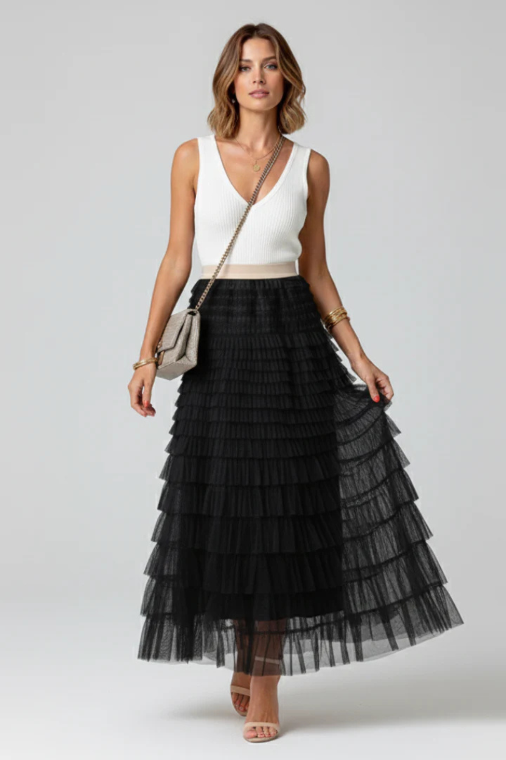 Evangeline | Romantic Tiered Tulle Maxi Skirt
