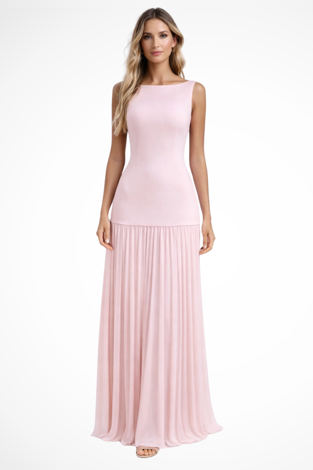 Claribel | Elegant Sleeveless Pleated Formal Maxi Dress