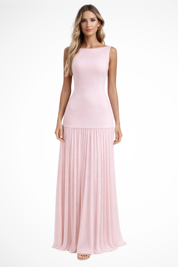 Claribel | Elegant Sleeveless Pleated Formal Maxi Dress