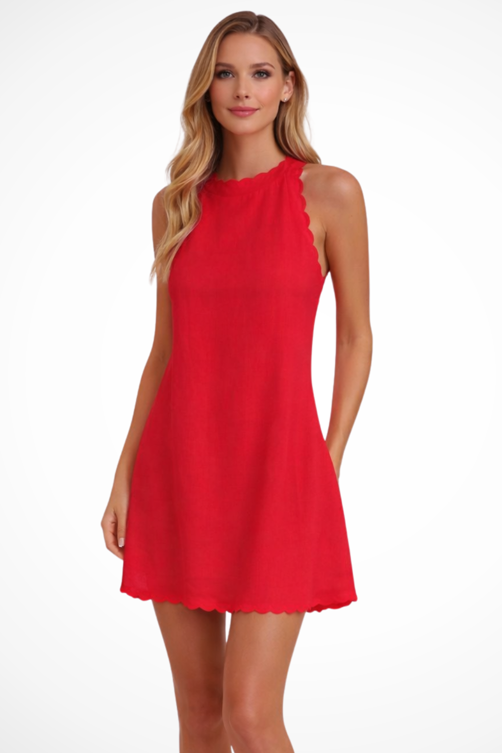 Evangeline | Elegant Scalloped Edge Mini Dress
