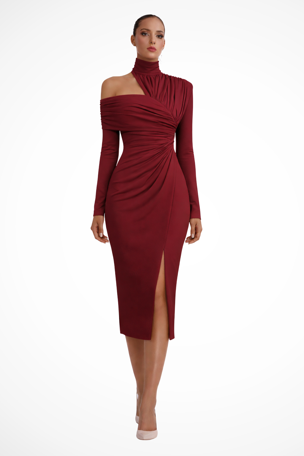 Aurelia | Elegant Asymmetric Draped Midi Dress