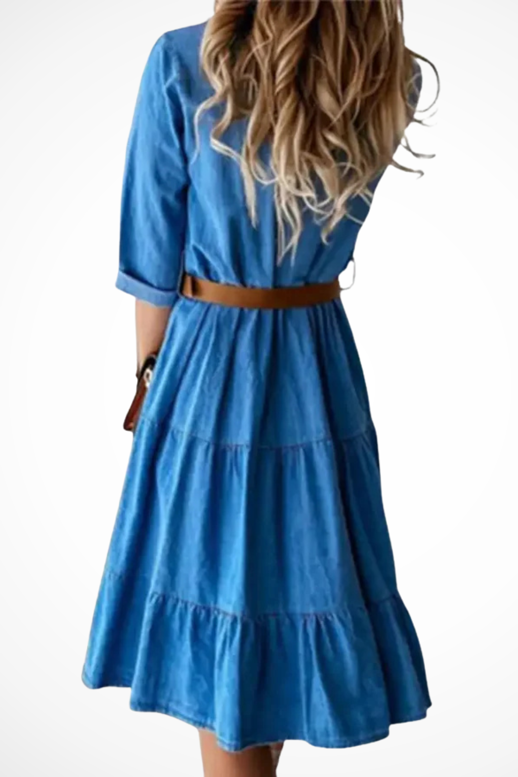 Claribel | Elegant Tiered Denim Midi Dress