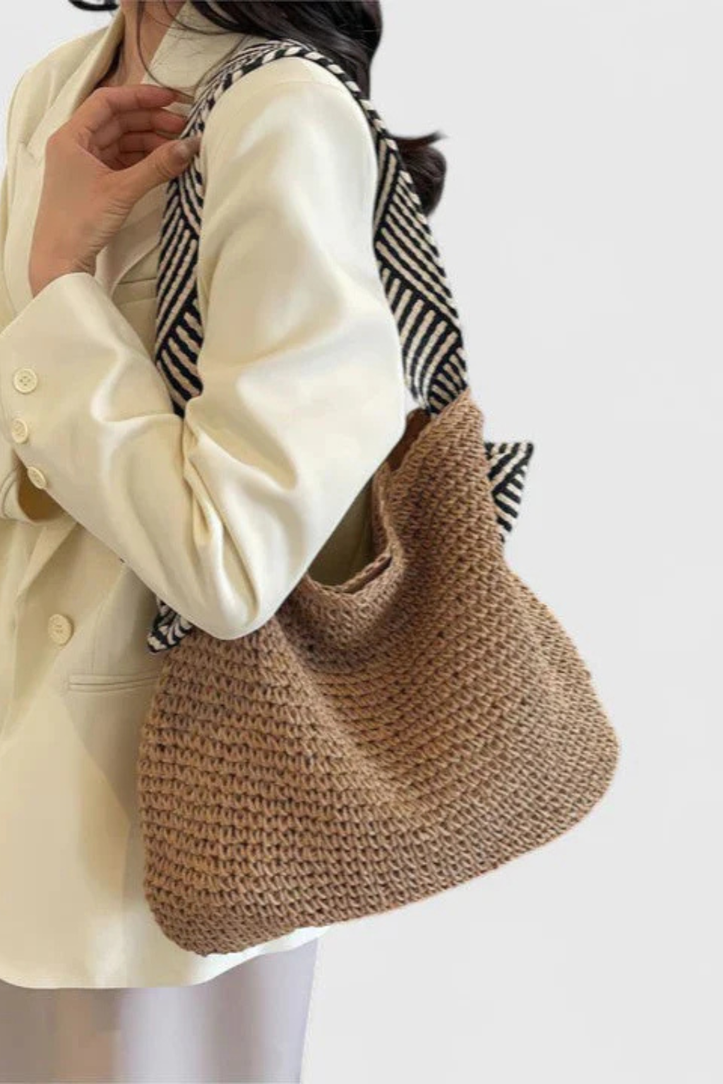 Clarissa | Crochet Hobo Bag with Striped Straps