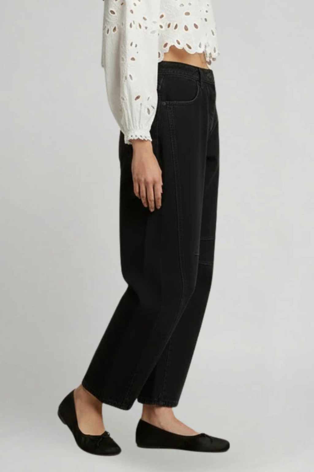 Isabelle | Elegant Wide Leg Seam Detail Denim Jeans