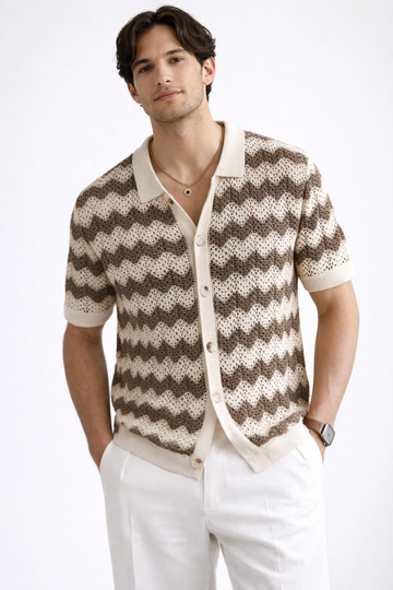Maxwell | Men's Classic Crochet Zigzag Polo