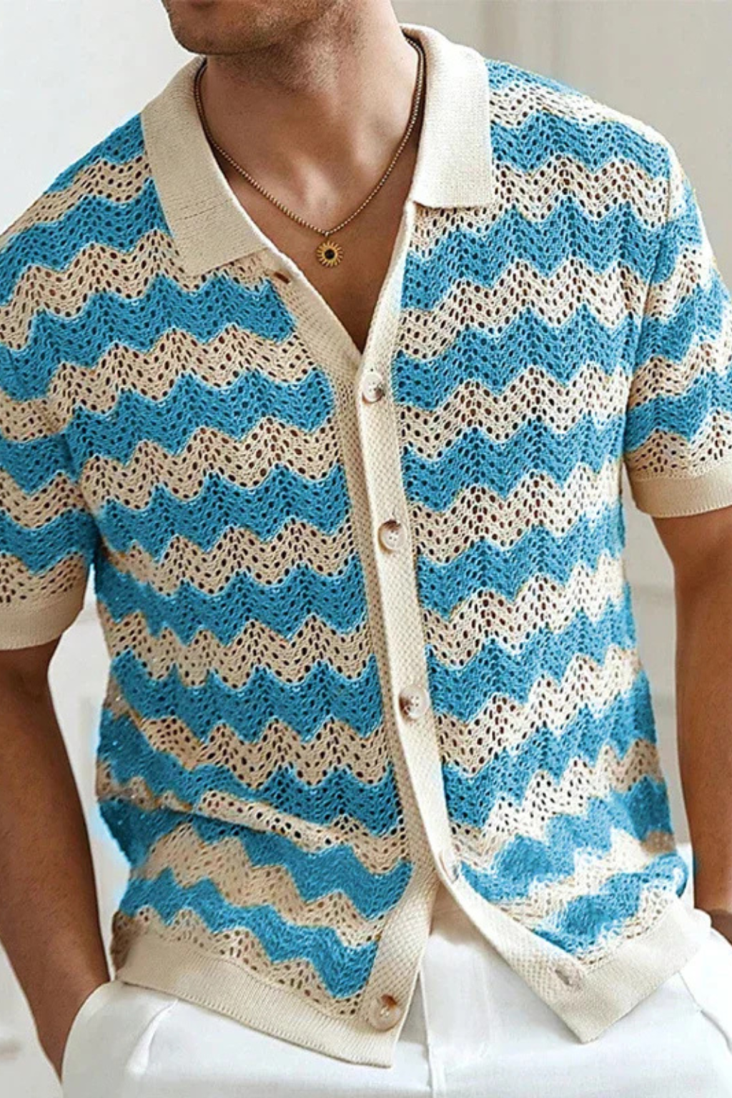 Maxwell | Men's Classic Crochet Zigzag Polo