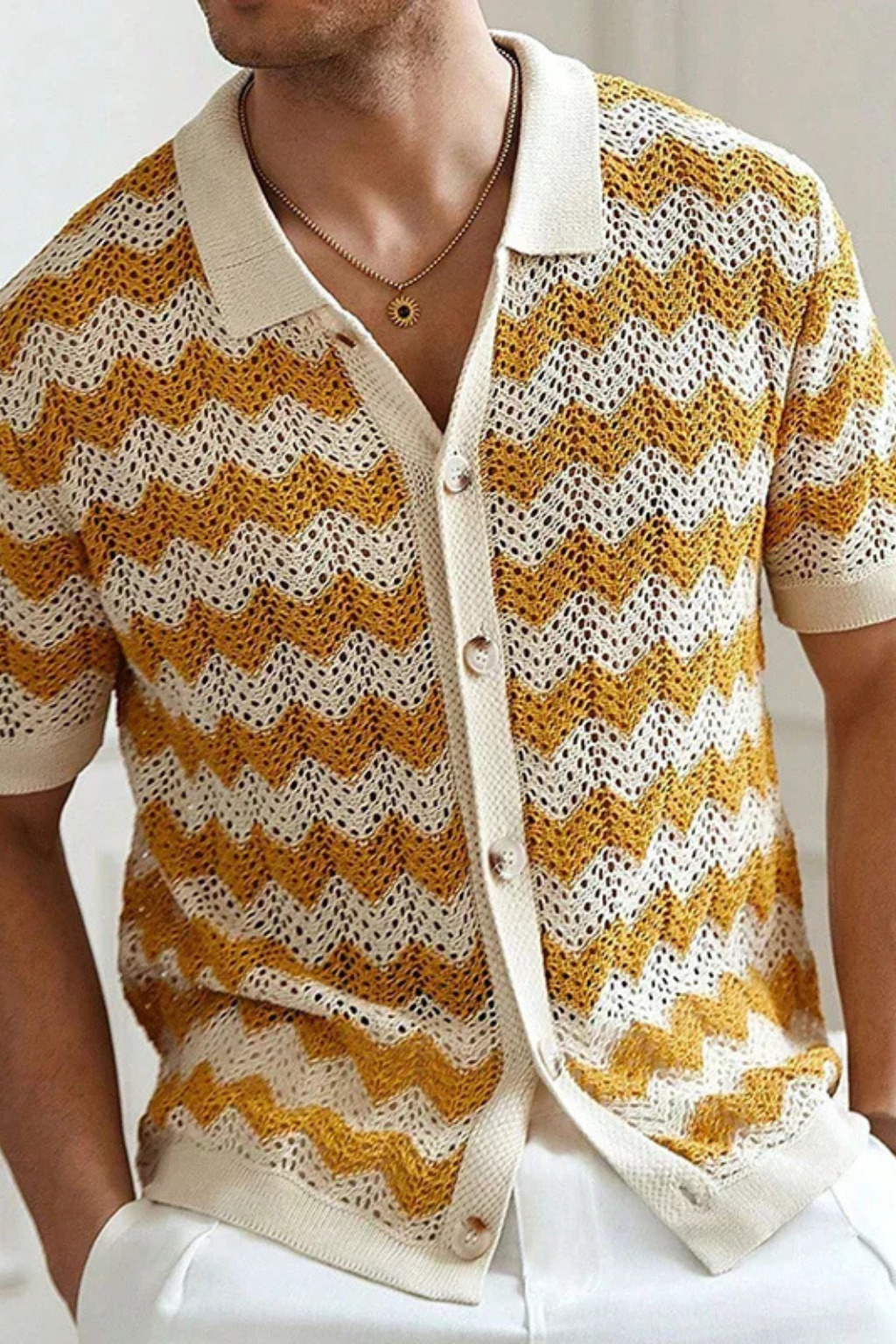 Maxwell | Men's Classic Crochet Zigzag Polo