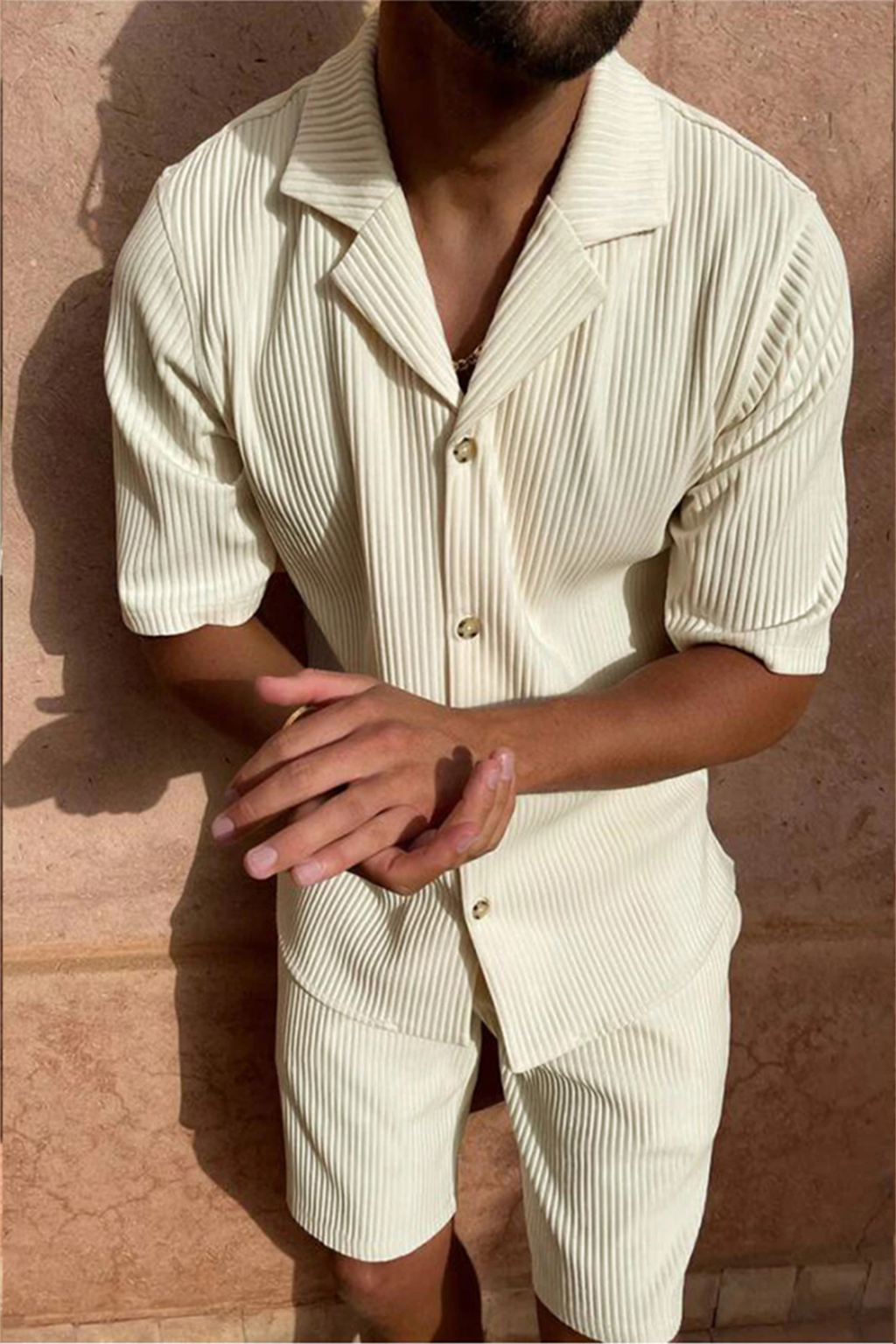 Harrison | Men's Classic Textured Shirt and Shorts Set