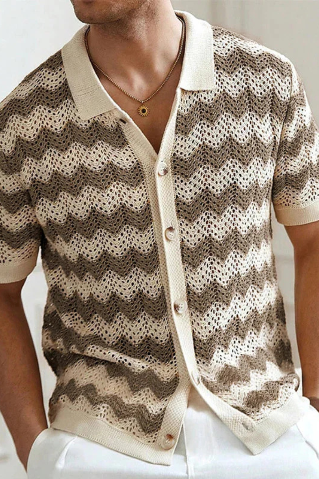 Maxwell | Men's Classic Crochet Zigzag Polo