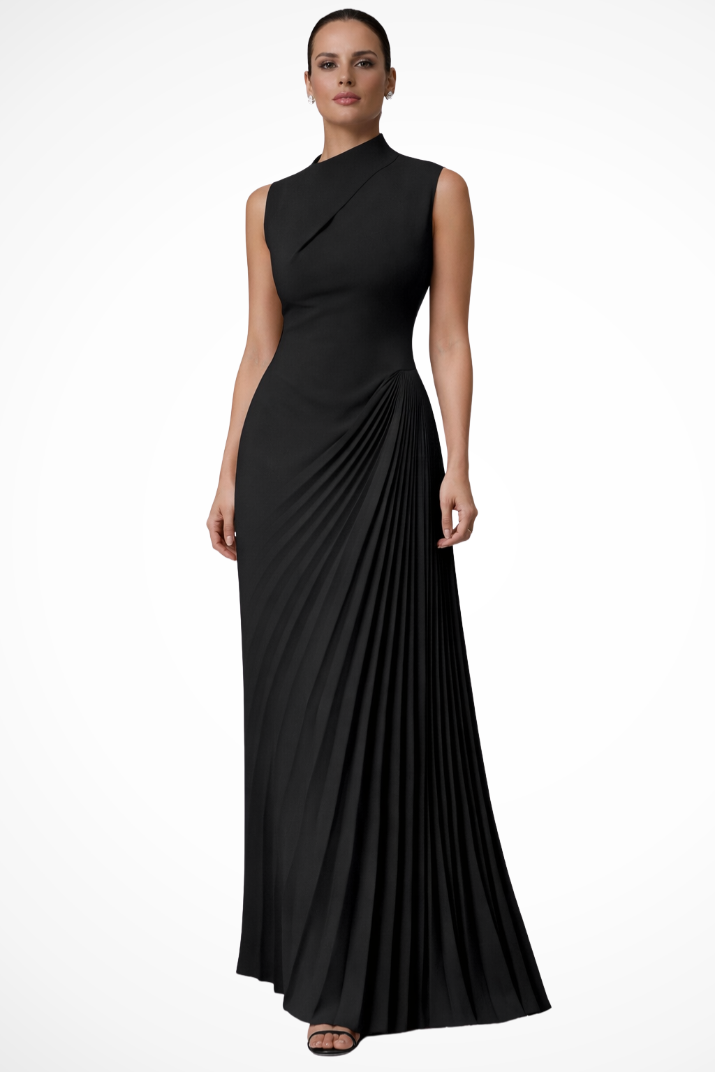 Adrielle | Elegant One Shoulder Pleated Maxi Dress