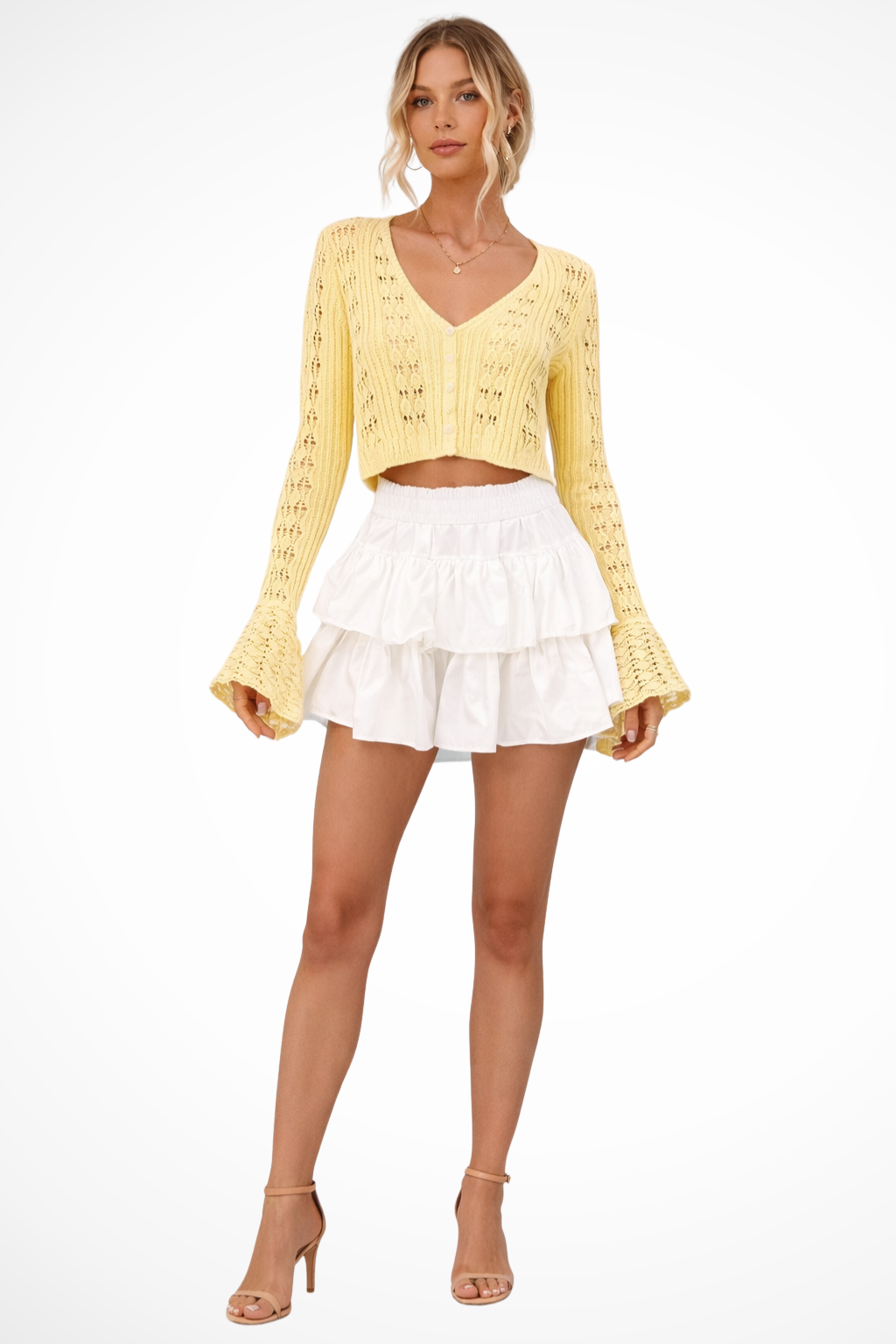 Adrielle | Romantic Crochet Bell Sleeve Cardigan