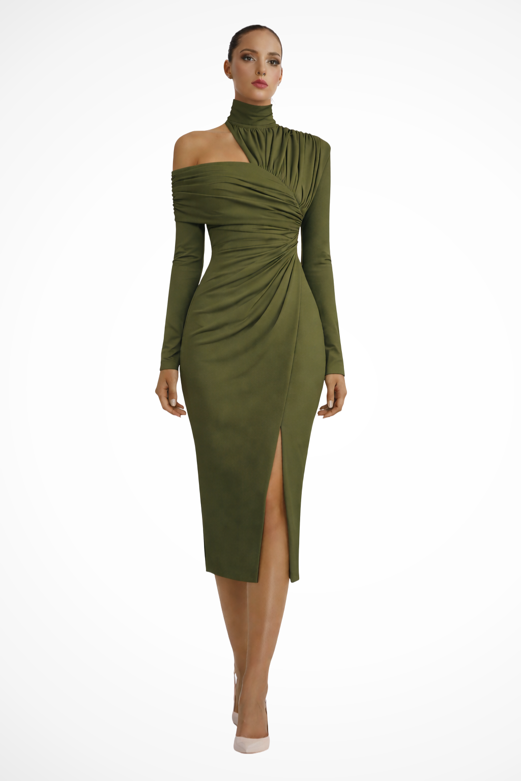 Aurelia | Elegant Asymmetric Draped Midi Dress