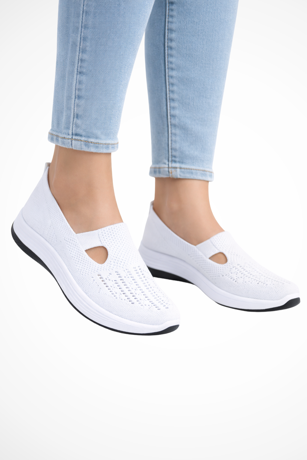 Luneth | Effortless Knit Cutout Slip-On Sneakers