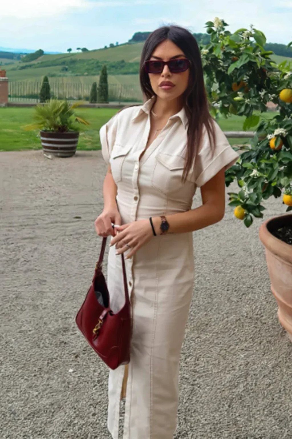 Claribel | Tailored Button-Through Midi Dress