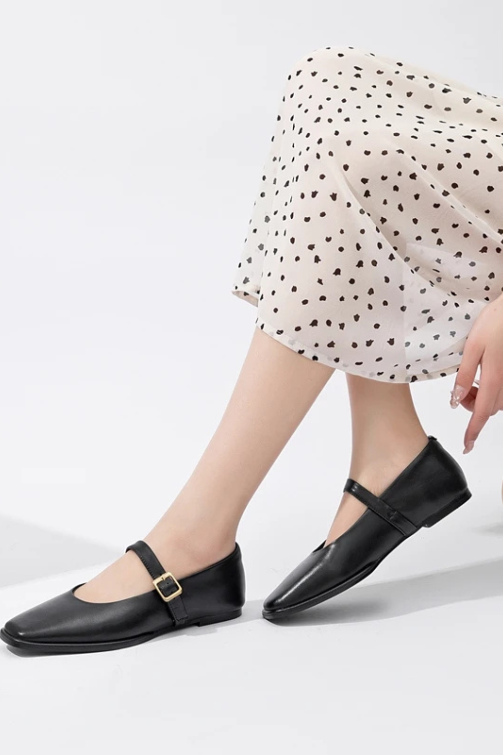 Seraphina | Elegant Square Toe Mary Jane Ballet Flats