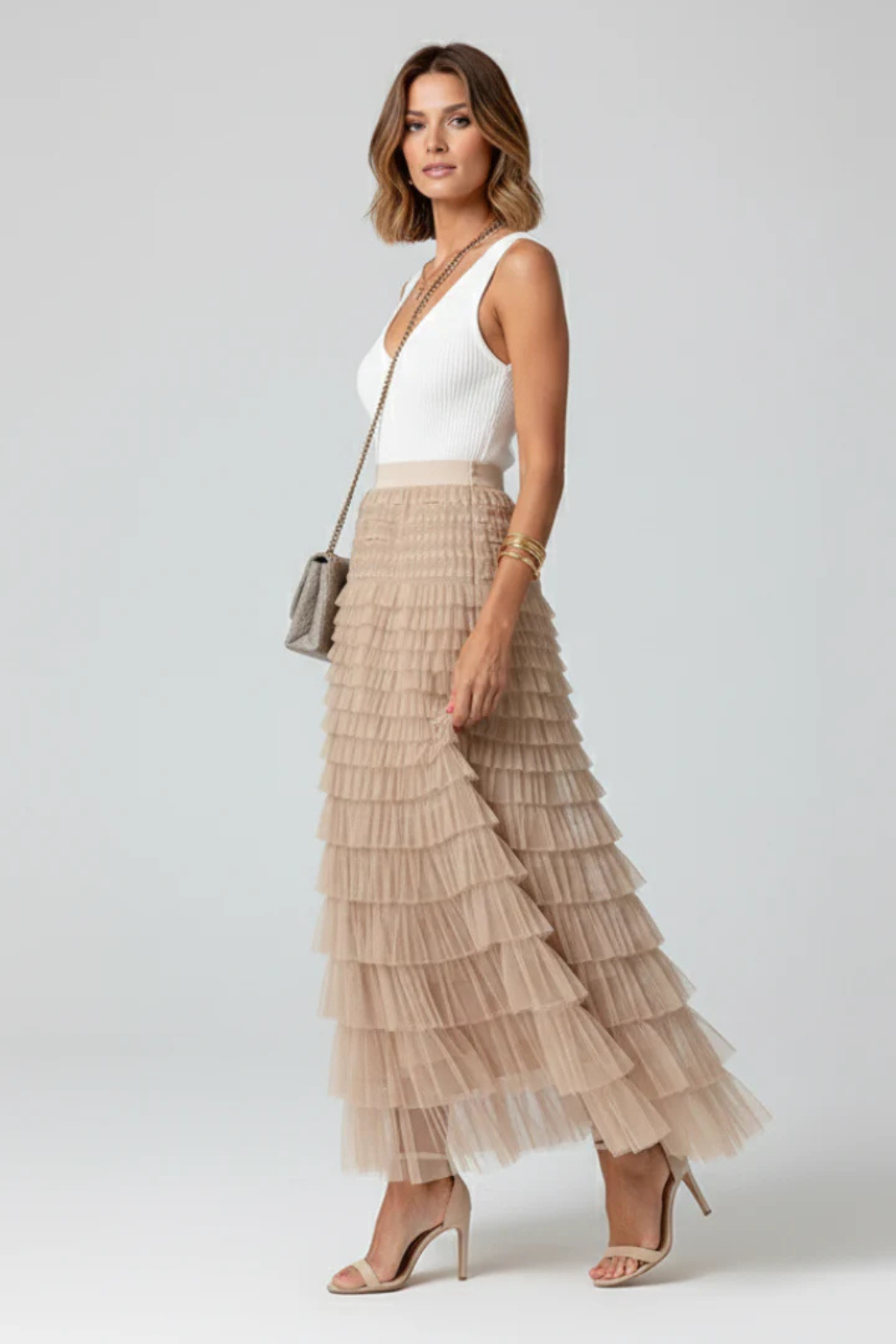 Evangeline | Romantic Tiered Tulle Maxi Skirt