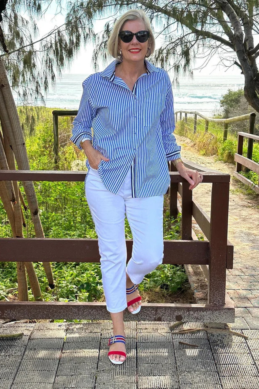 Cordelia | Classic Striped Oversized Button-Front Shirt