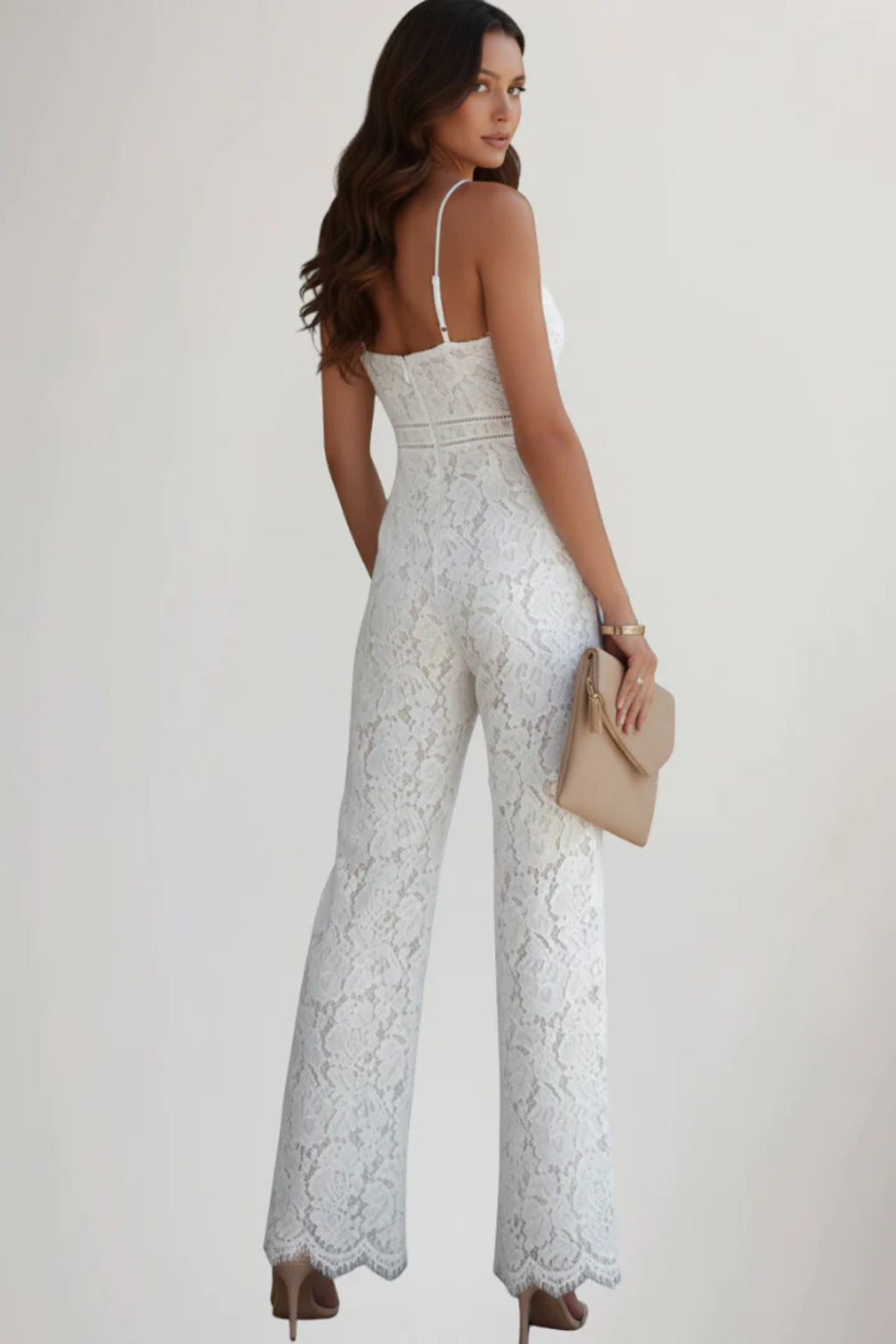 Adrielle | Elegant Lace V-Neck Wide Leg Jumpsuit