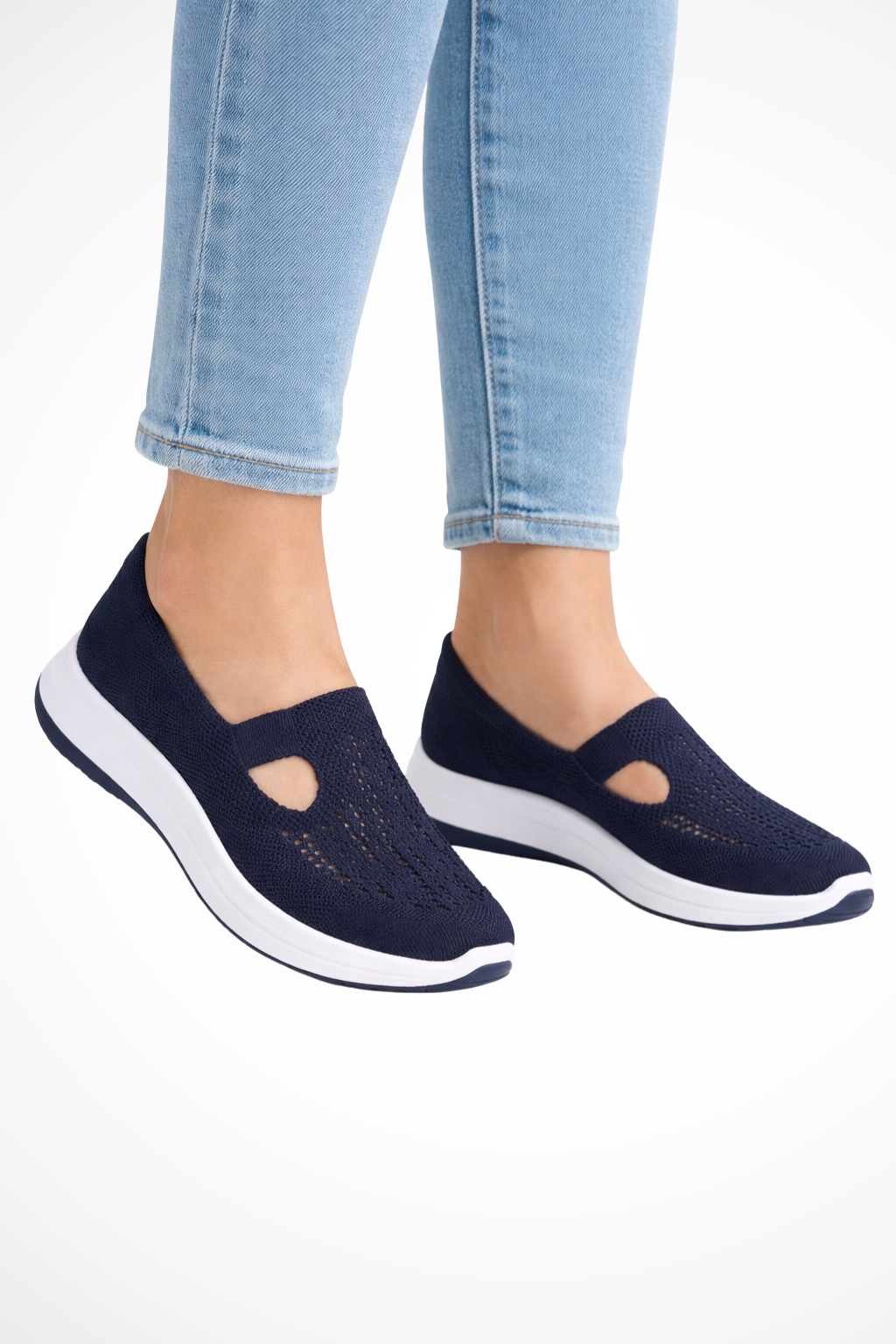 Luneth | Effortless Knit Cutout Slip-On Sneakers