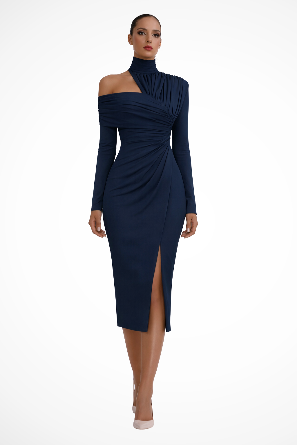 Aurelia | Elegant Asymmetric Draped Midi Dress